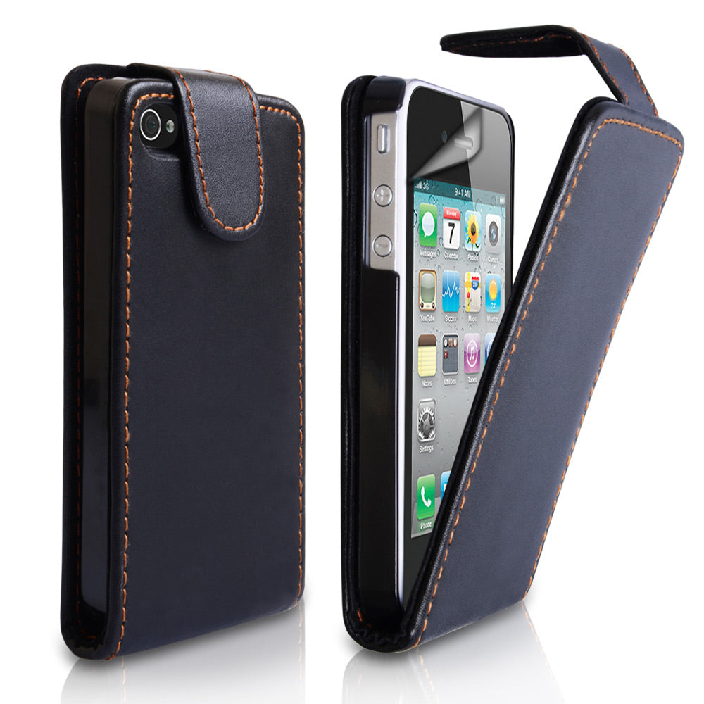 YouSave Accessories iPhone 4 / 4S Leather Effect Flip Case - Black
