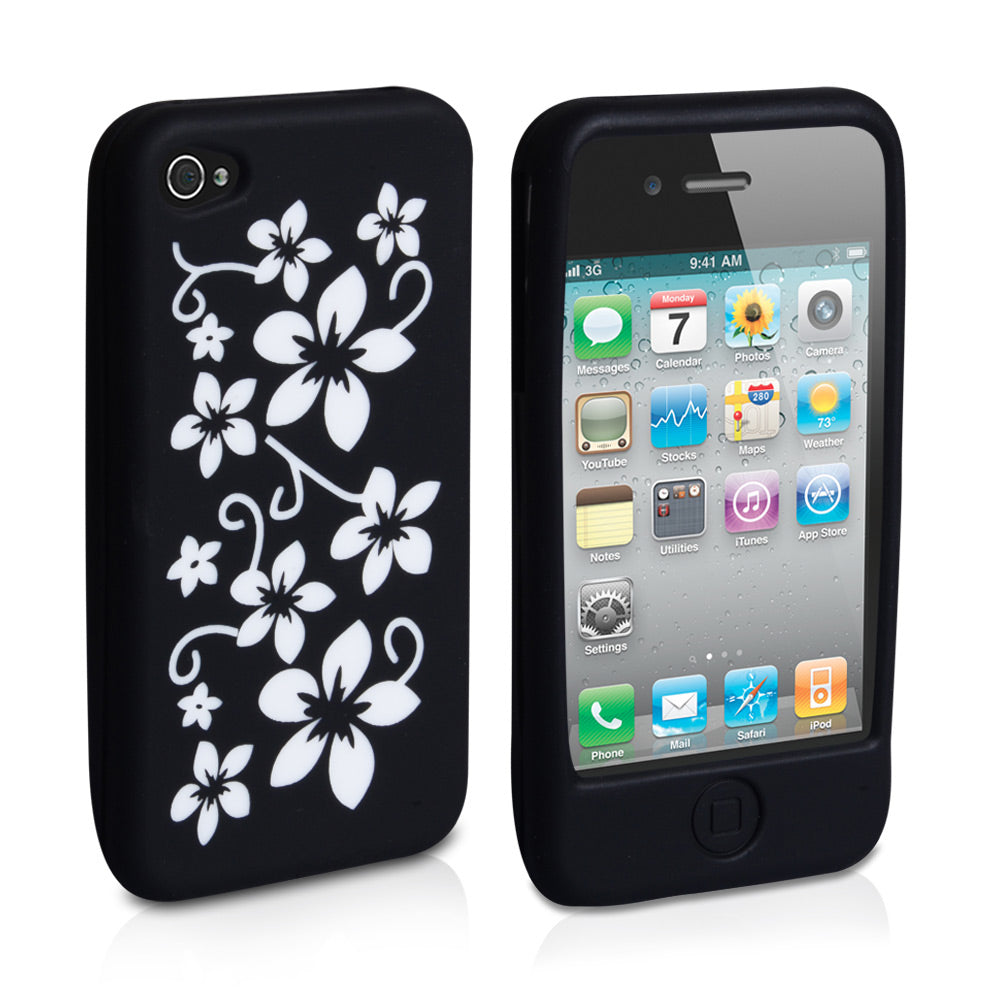 YouSave Accessories iPhone 4 / 4S Flower Gel Case - Black
