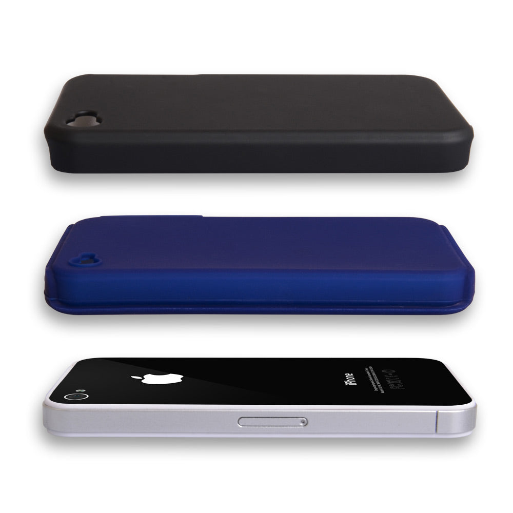 YouSave iPhone 4 / 4S Dual Combo Hard-Soft Gel Case - Black-Blue
