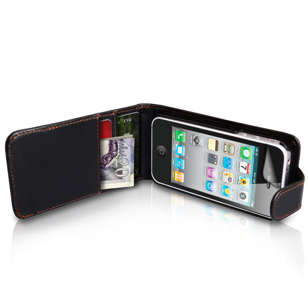 YouSave iPhone 4 / 4S Leather Effect Flip Wallet Case - Black