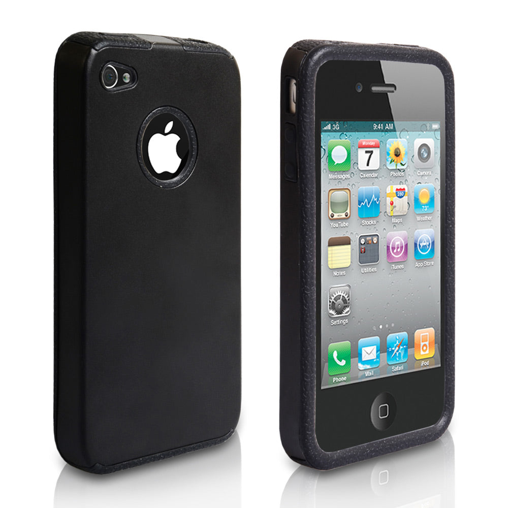 YouSave Accessories iPhone 4 / 4S Hard Aluminium-Gel Case - Black