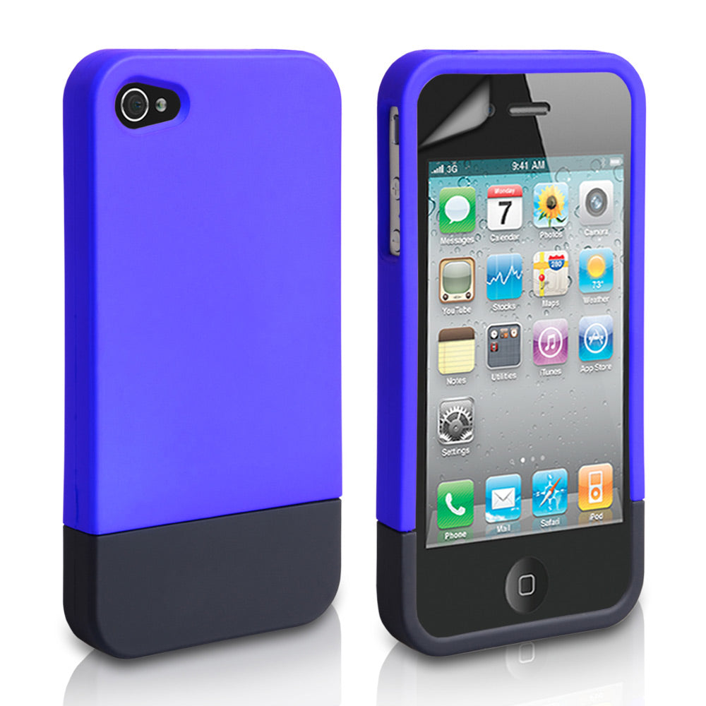 YouSave iPhone 4 / 4S Two Part Slide Hard Case - Blue-Black