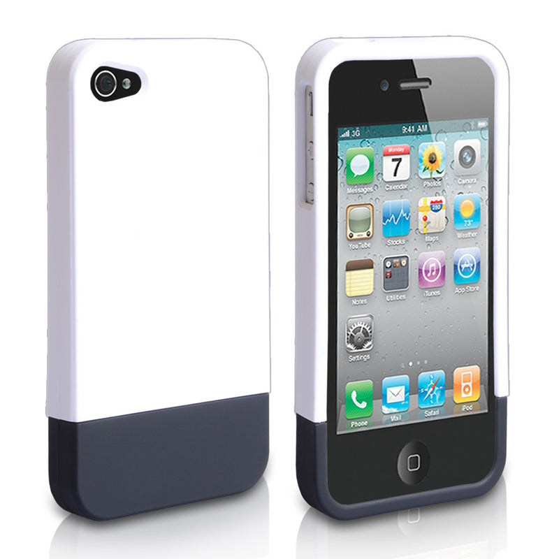 YouSave iPhone 4 / 4S Two Part Slide Hard Case -  White / Black