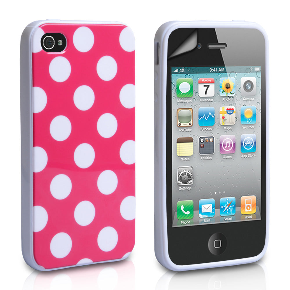 YouSave Accessories iPhone 4 / 4S Polka Dot Gel Case - Hot Pink