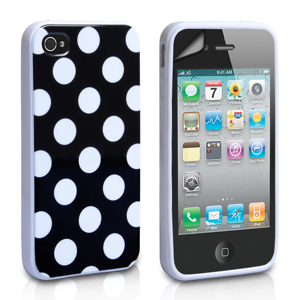 YouSave Accessories iPhone 4 / 4S Polka Dot Gel Case - Black