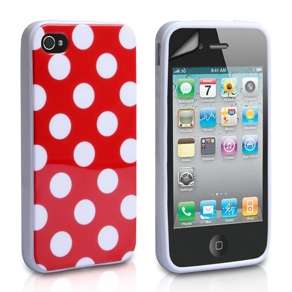 YouSave Accessories iPhone 4 / 4S Polka Dot Gel Case - Red