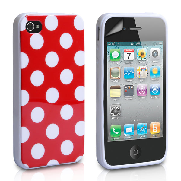 YouSave Accessories iPhone 4 / 4S Polka Dot Gel Case - Red