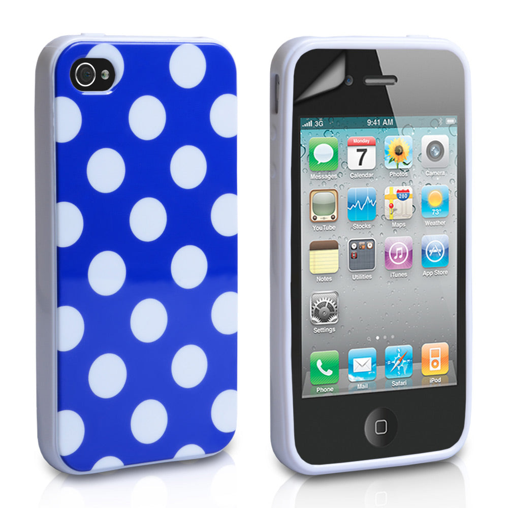 YouSave Accessories iPhone 4 / 4S Polka Dot Gel Case - Blue