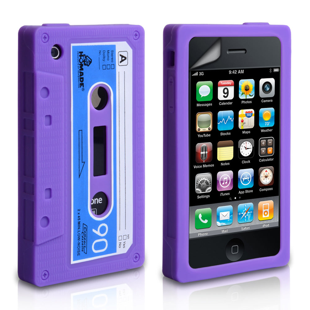 YouSave Accessories iPhone 3G / 3GS Cassette Gel Case - Purple-Blue