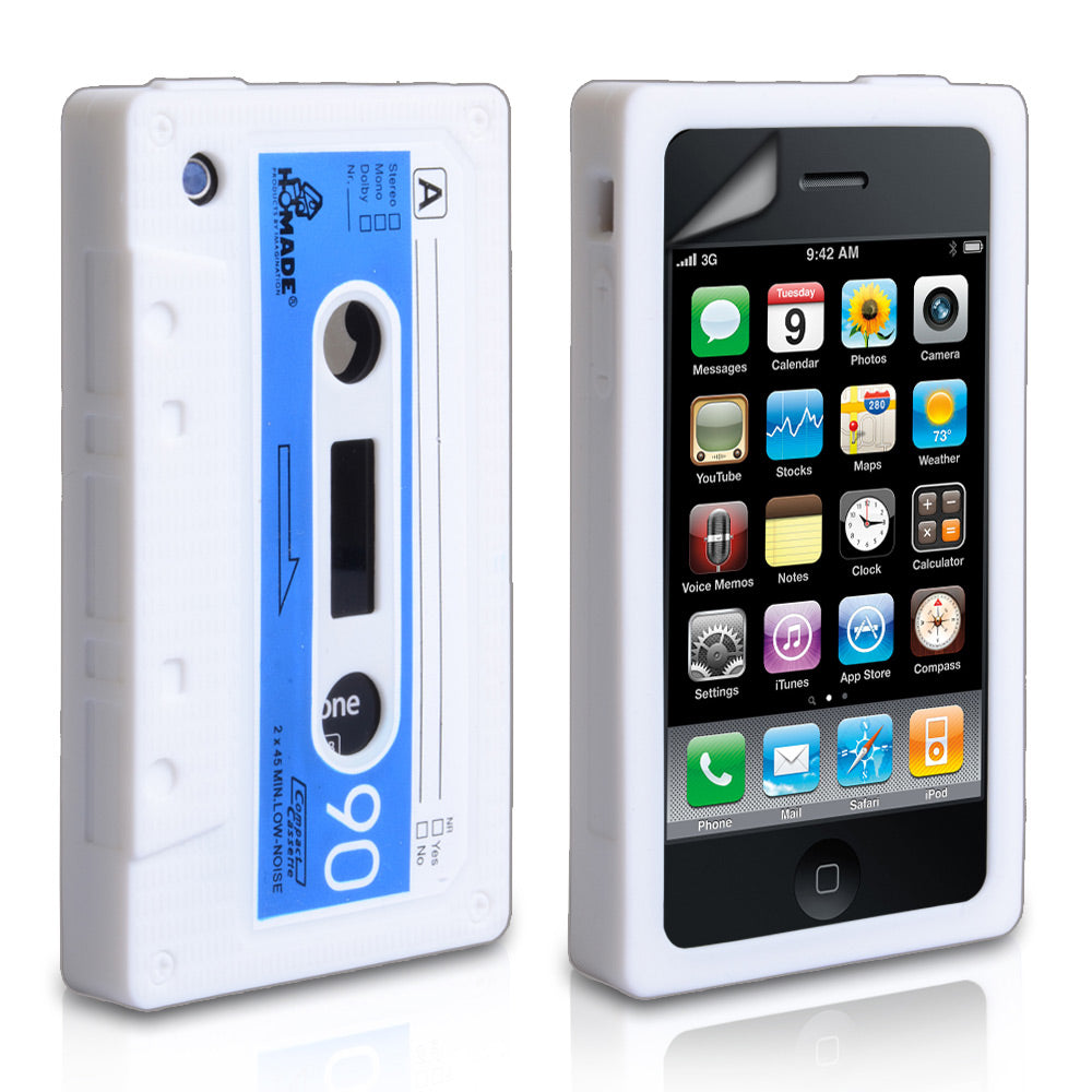 YouSave Accessories iPhone 3G / 3GS Cassette Gel Case - White-Blue