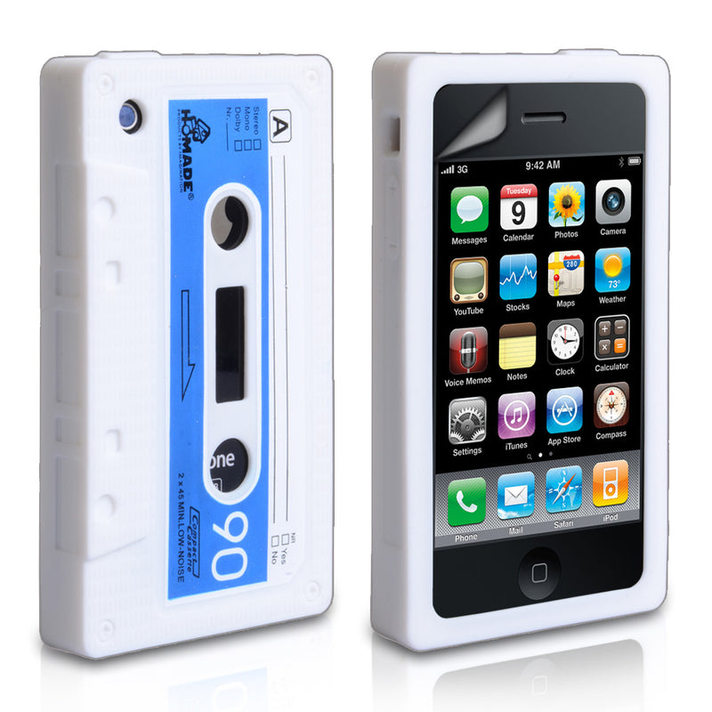 YouSave Accessories iPhone 3G / 3GS Cassette Gel Case - White-Blue