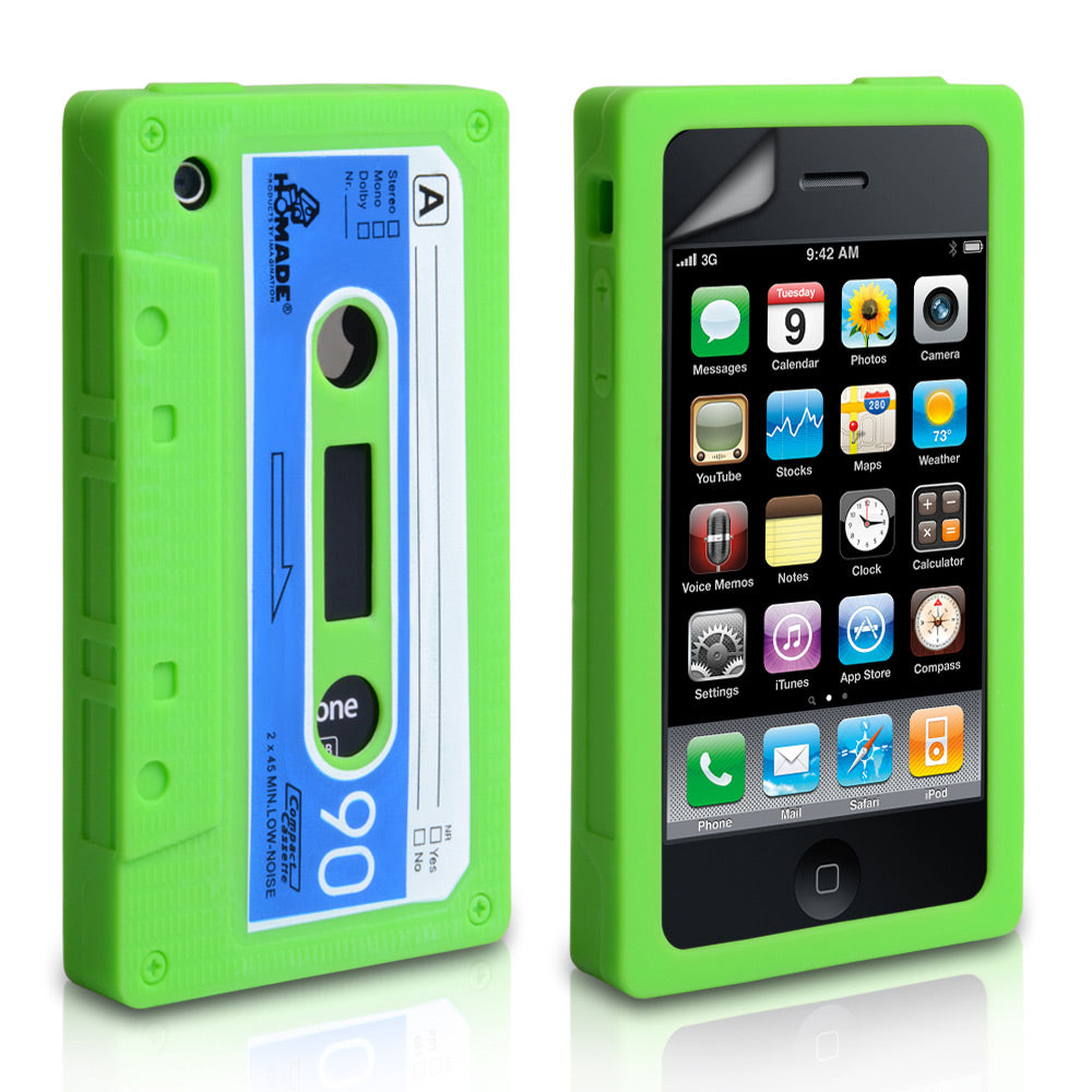 YouSave Accessories iPhone 3G / 3GS Cassette Gel Case - Green-Blue