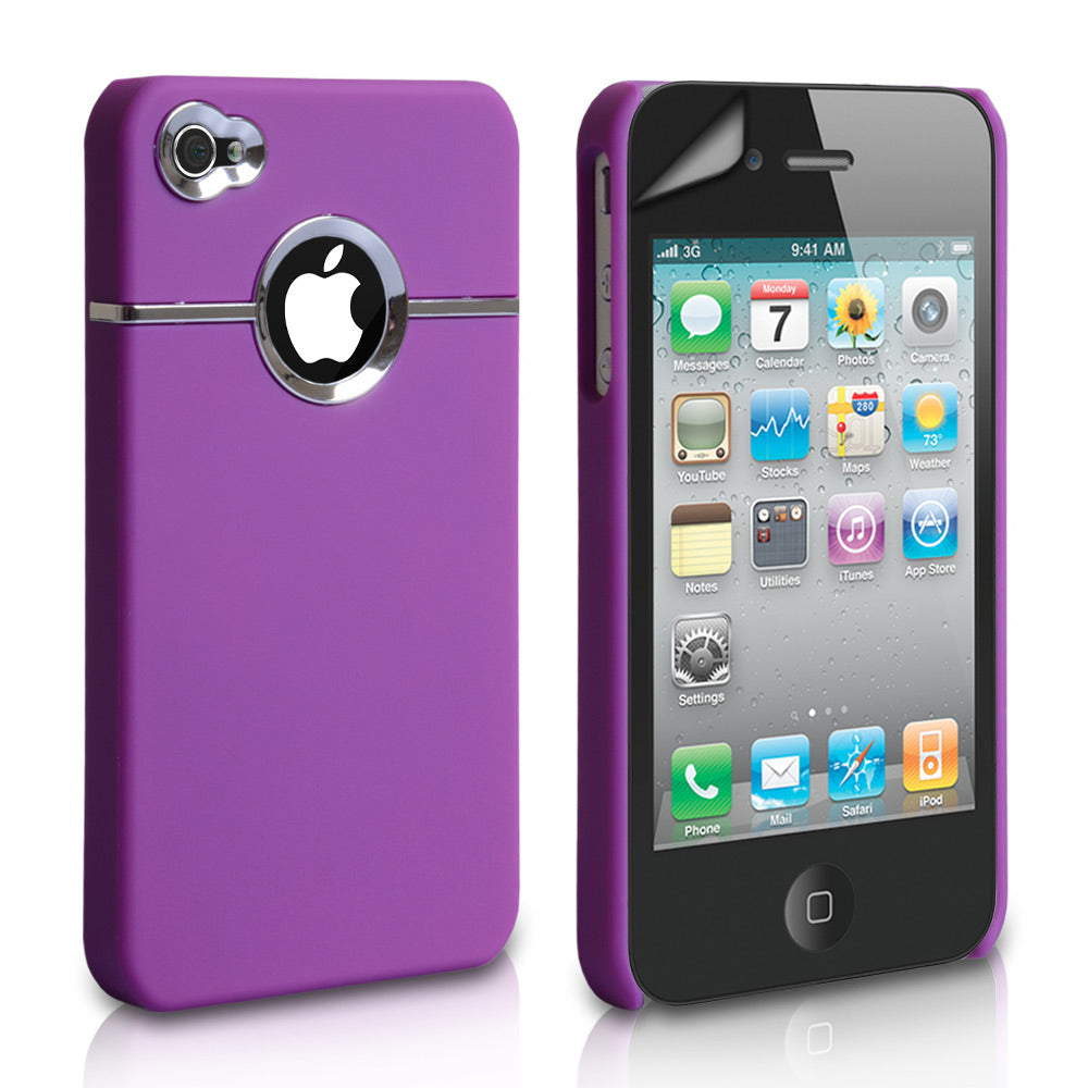 YouSave Accessories iPhone 4 / 4S Hard Combo Case - Purple-Chrome