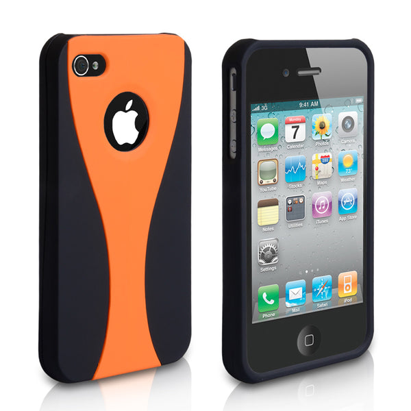YouSave Accessories iPhone 4 / 4S Dual Hard Case - Black-Orange