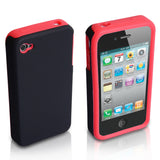 YouSave iPhone 4 / 4S Dual Combo Hard-Soft Gel Case - Black-Red