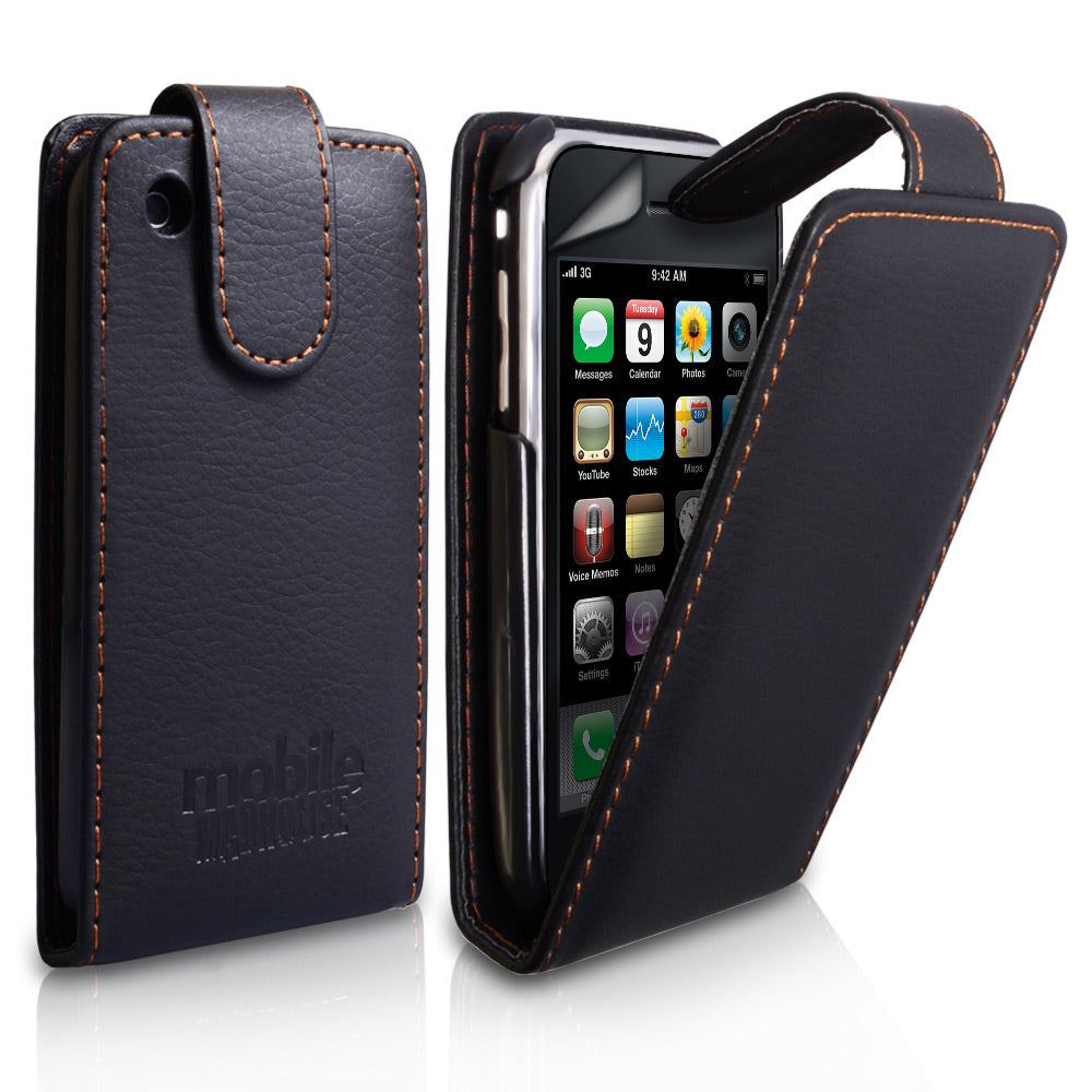 YouSave iPhone 3G / 3GS Embossed Leather Effect Flip Case - Black
