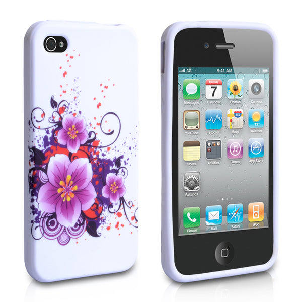 YouSave Accessories iPhone 4 / 4S Flower Gel Case - Purple 