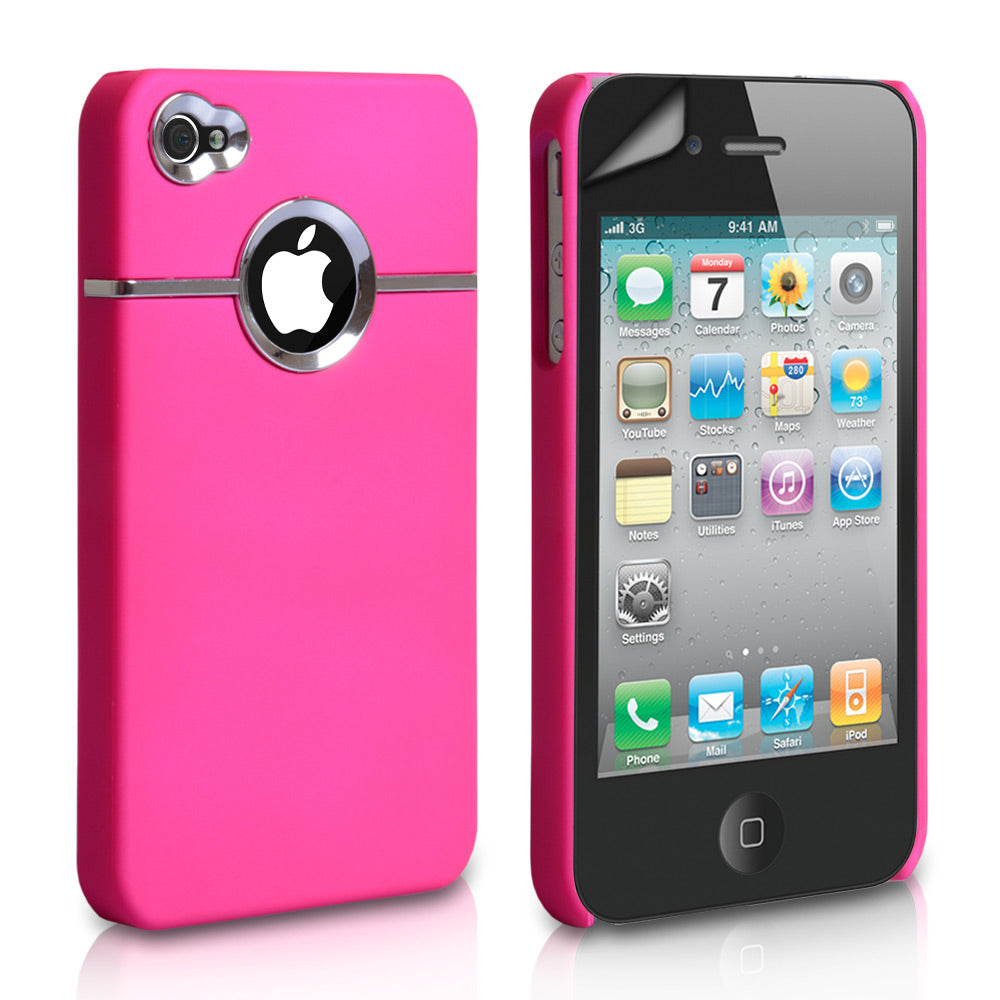 YouSave Accessories iPhone 4 / 4S Hard Combo Case - Pink-Chrome