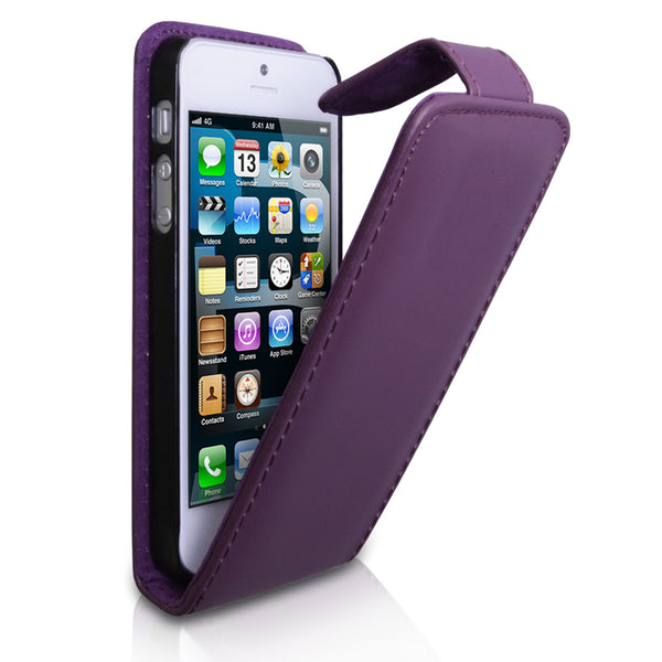 YouSave Accessories iPhone 5 / 5S Purple Leather Effect Flip Case 