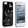Yousave Iphone 5 / 5S Floral Butterfly Hard Case - Black-Silver