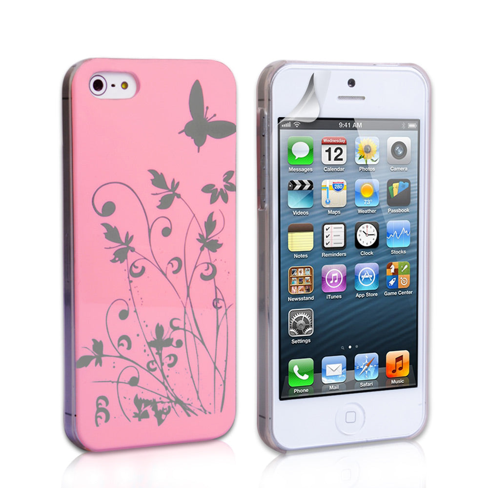 YouSave Accessories iPhone 5 / 5S Butterfly IMD Hard Case - Baby Pink