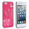 Yousave Accessories Iphone 5 And 5s Floral Butterfly Hard Case - Hot Pink