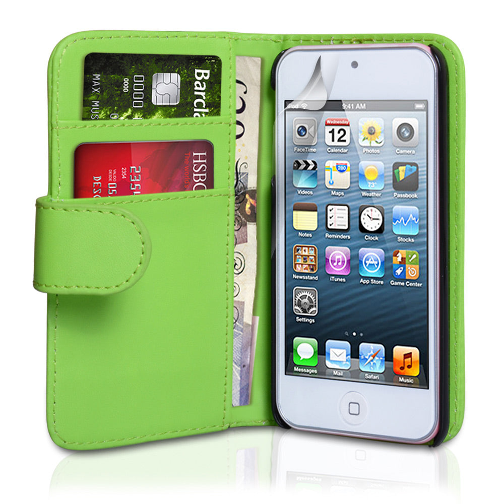 YouSave Accessories iPod Touch 5G Green Leather Effect Wallet Case 