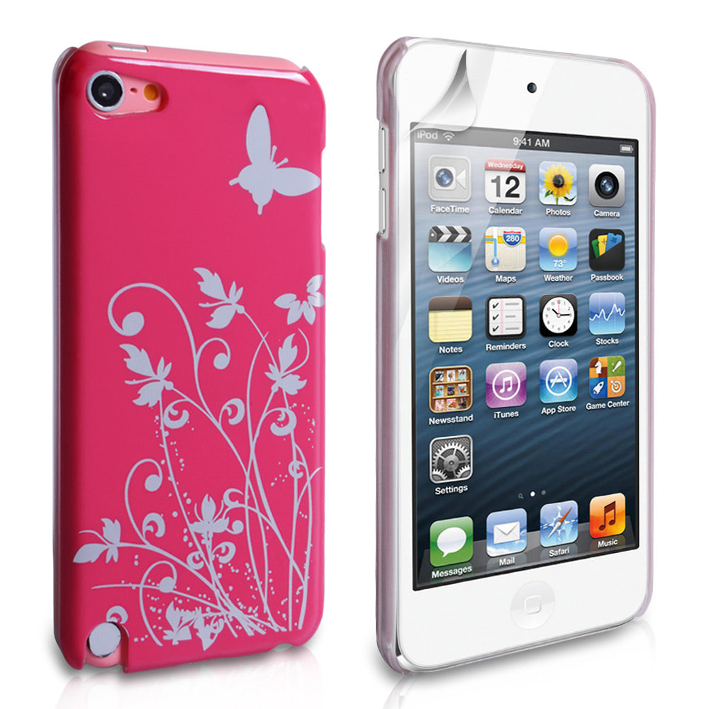 YouSave Accessories iPod Touch 5G Hot Pink Butterfly IMD Hard Case