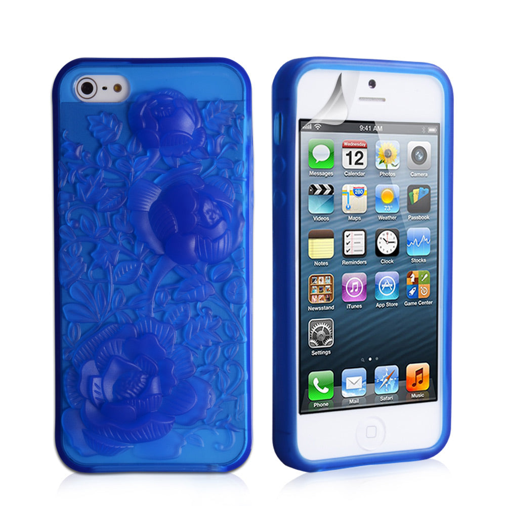 YouSave Accessories iPhone 5 / 5S Gel Case - Blue-Rose 