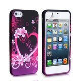 YouSave Accessories iPhone 5 / 5S Black-Pink Floral Gel Heart Case
