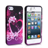 Yousave Accessories Iphone 5 And 5s Floral Gel Heart Case - Black-Pink