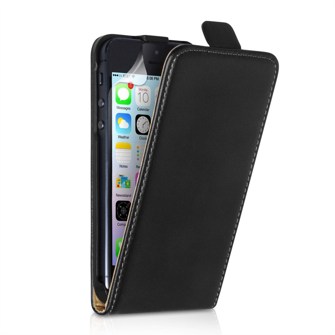 Caseflex iPhone 5 / 5S Real Leather Flip Case - Black
