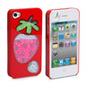 Yousave Accessories Iphone 4 And 4s Strawberry Bling Hard Case - Red