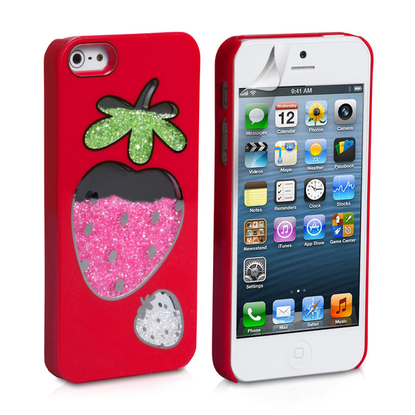 YouSave Accessories iPhone 5 / 5S Red Strawberry Bling Hard Case