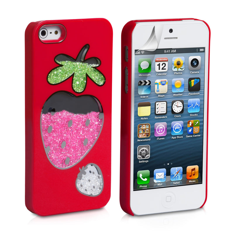 YouSave Accessories iPhone 5 / 5S Red Strawberry Bling Hard Case