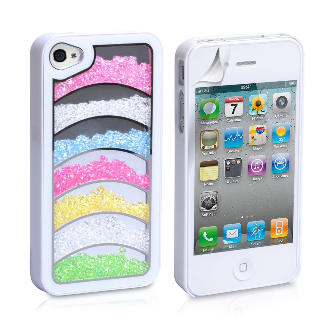 YouSave Accessories iPhone 4 / 4S Rainbow Bling Hard Case - White