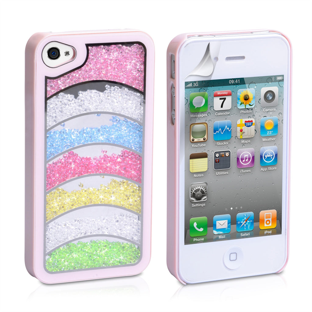 Yousave Accessories Iphone And 4s Rainbow Bling Hard Case Baby Pink