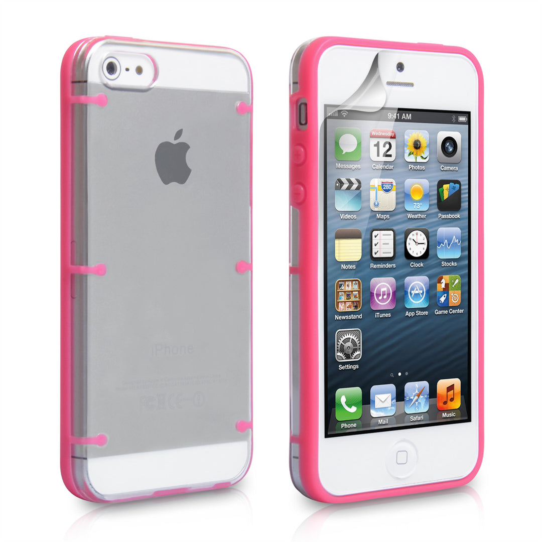 YouSave Accessories iPhone 5 / 5S Hard Hybrid Case - Pink-Clear