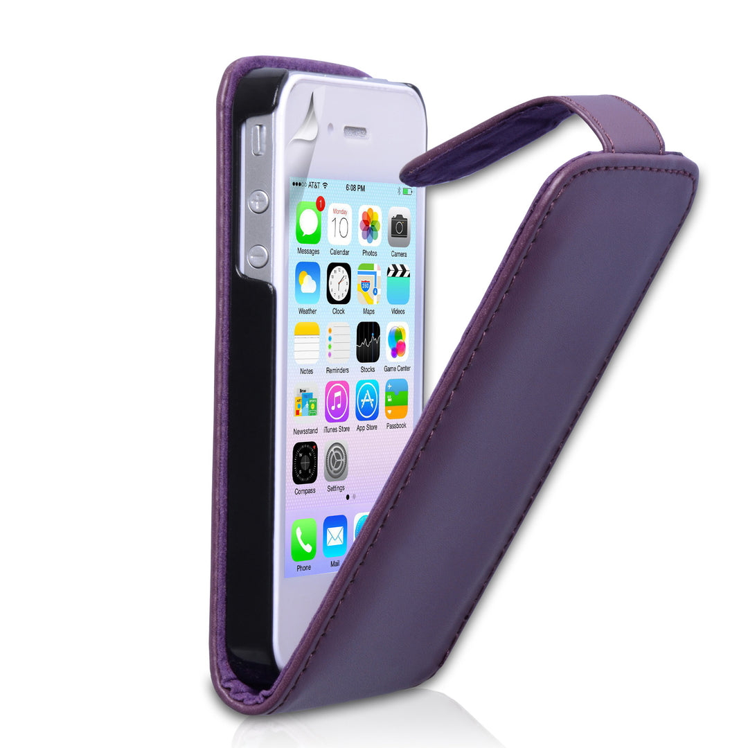 YouSave Accessories iPhone 4 / 4S Leather Effect Flip Case - Purple