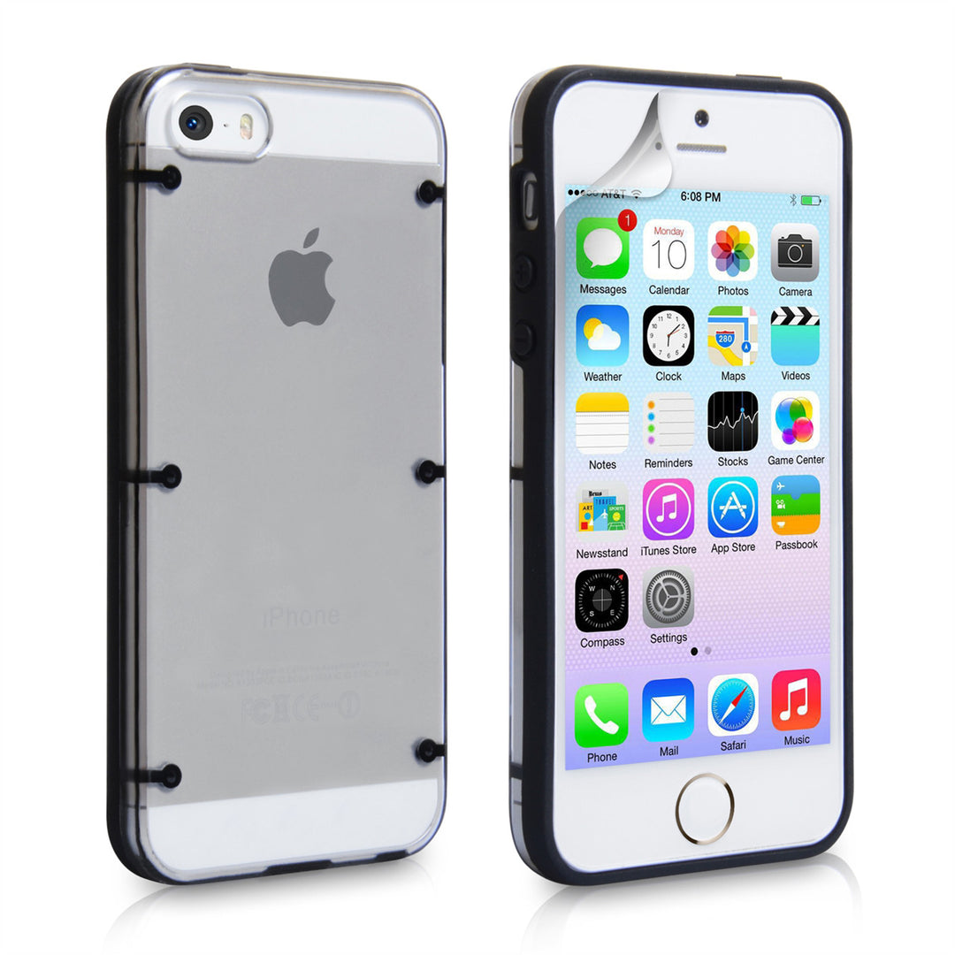 YouSave iPhone 5/5S Dot Design Gel and Hard Hybrid Case - Black-Clear