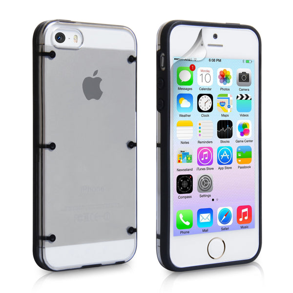 YouSave iPhone 5/5S Dot Design Gel and Hard Hybrid Case - Black-Clear