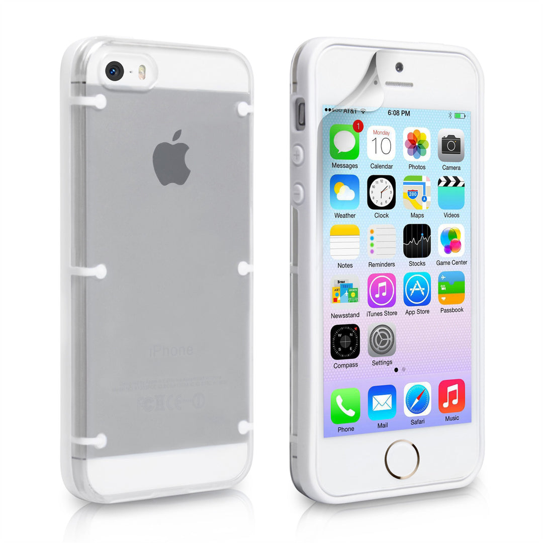 YouSave Accessories iPhone 5S White-Clear 6 Dot Gel Case