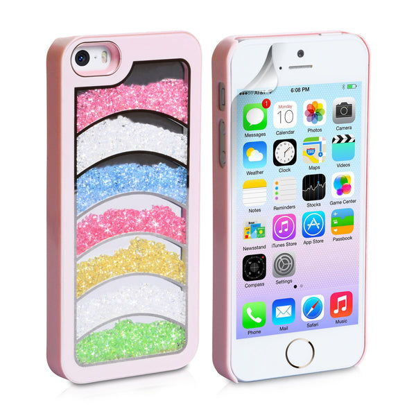 YouSave Accessories iPhone  5 / 5S Rainbow Bling Hard Case - Baby Pink