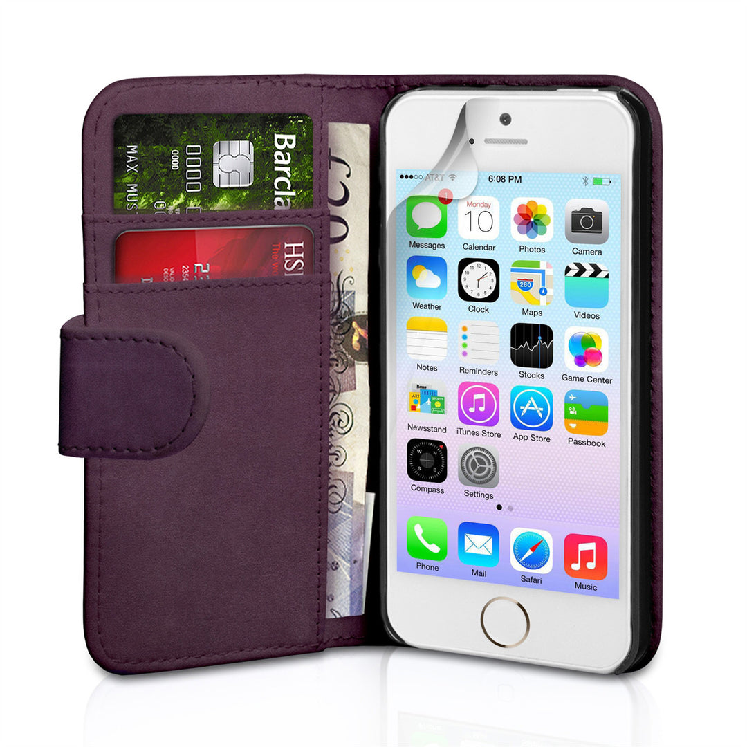 YouSave Accessories iPhone 5 / 5S Purple Leather Effect Wallet Case