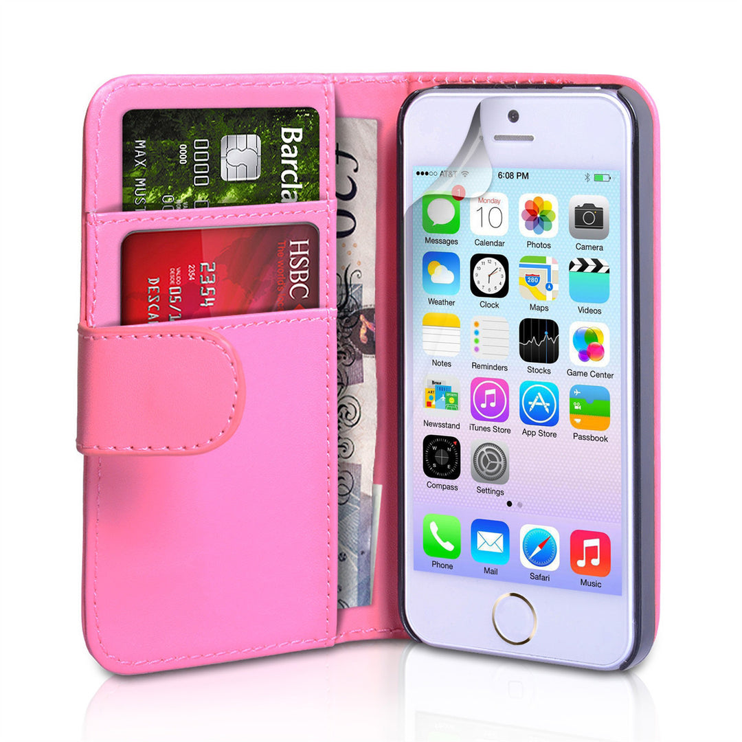 YouSave Accessories iPhone 5 / 5S Hot Pink Leather Effect Wallet Case