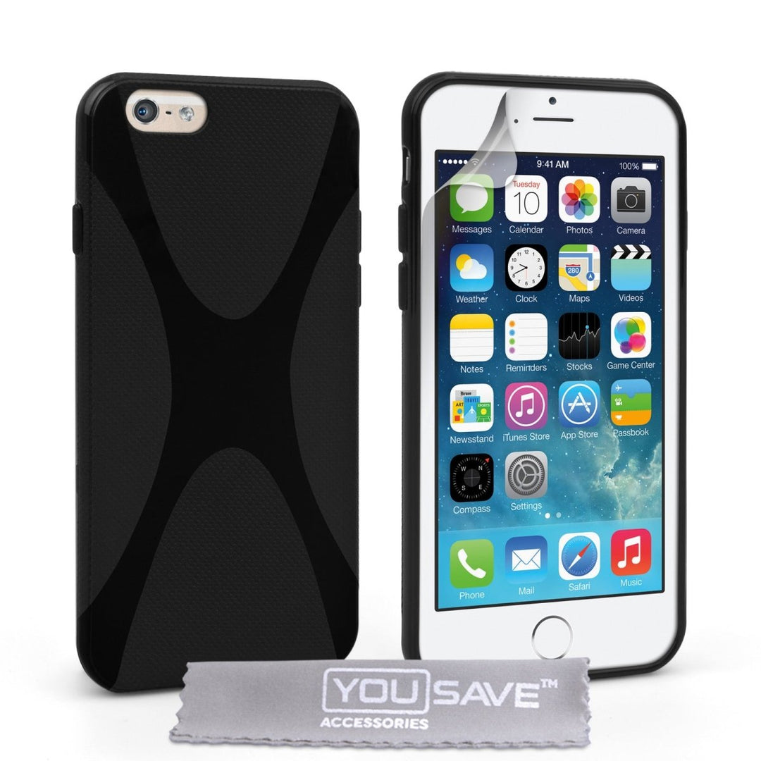 Yousave Accessories Iphone 6 And 6s Silicone Gel X - Line Case - Black - Mobile Madhouse