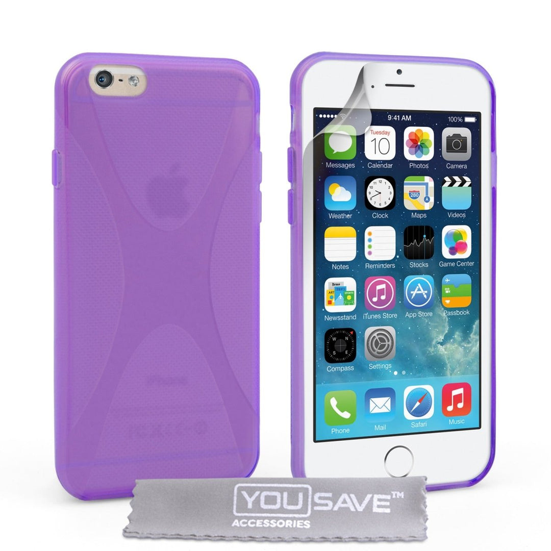 Yousave Accessories Iphone 6 And 6s Silicone Gel X - Line Case - Purple - Mobile Madhouse
