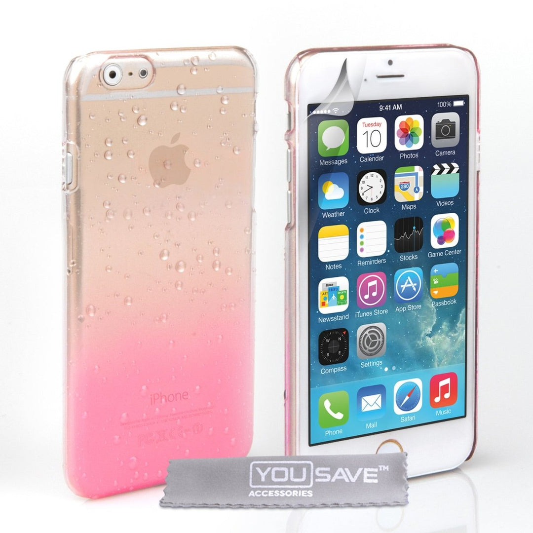 Yousave Accessories Iphone 6 And 6s Raindrop Hard Case - Baby Pink - Clear - Mobile Madhouse