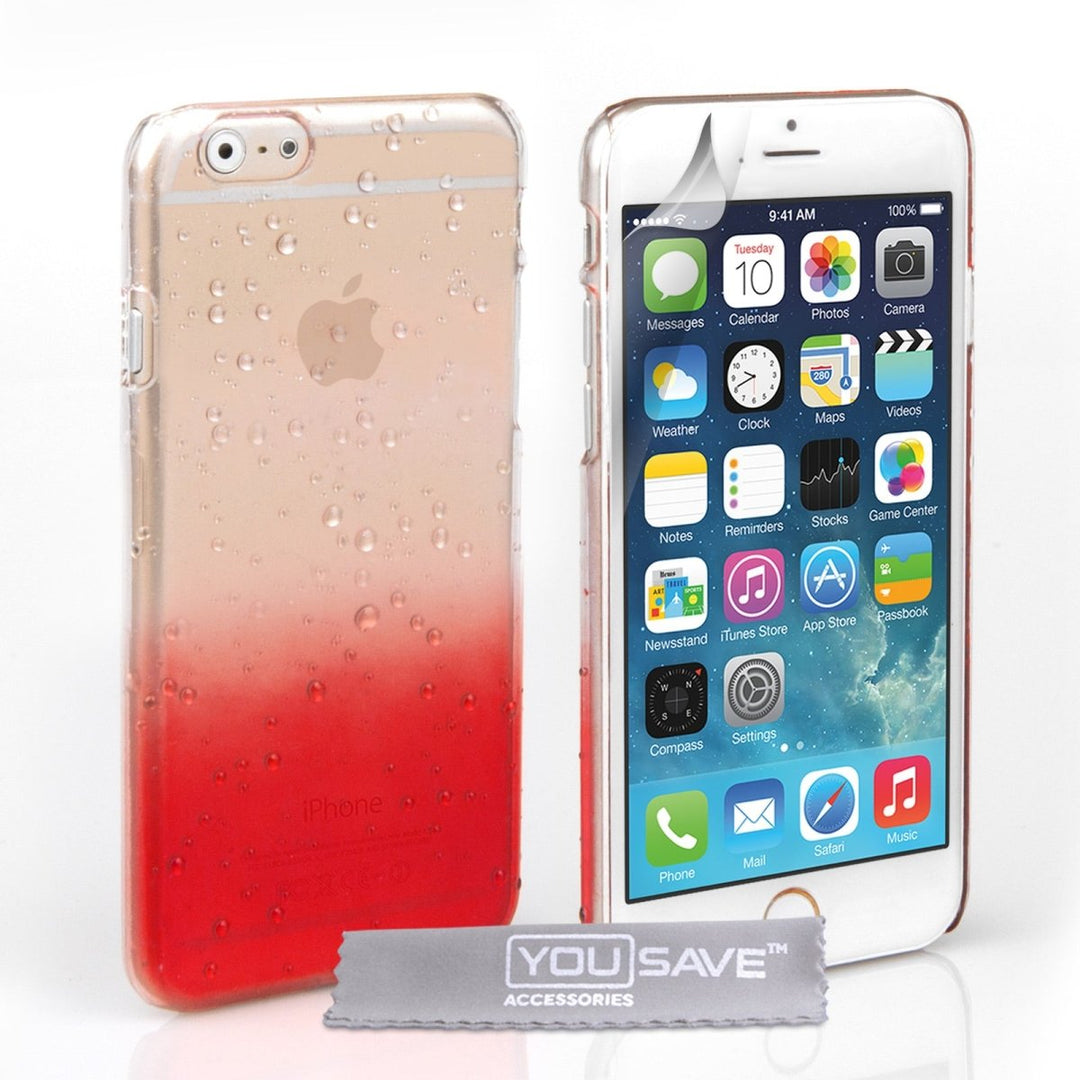Yousave Accessories Iphone 6 And 6s Raindrop Hard Case - Red - Clear - Mobile Madhouse