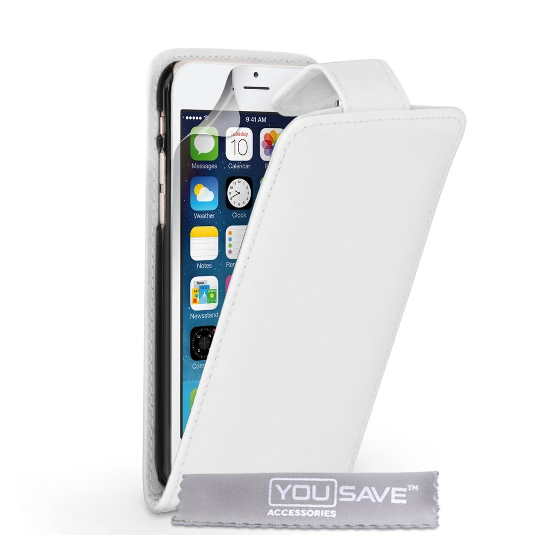 Yousave Accessories Iphone 6 And 6s Leather - Effect Flip Case - White - Mobile Madhouse